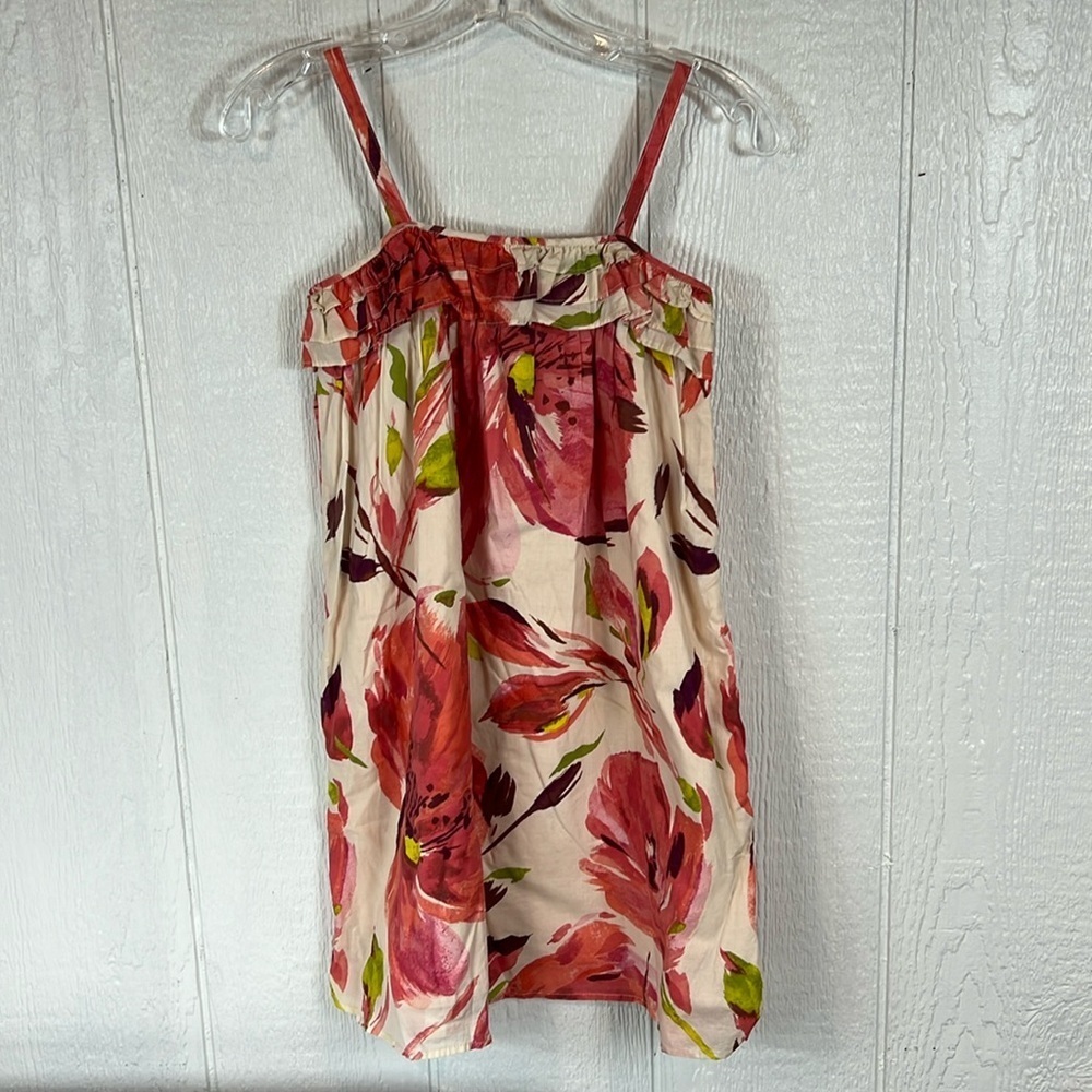 Girls Gap Pink Floral Print Spaghetti Strap Dress Size Large 10